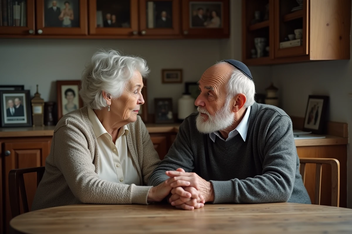 Couple âgé dans une cuisine chaleureuse et authentique