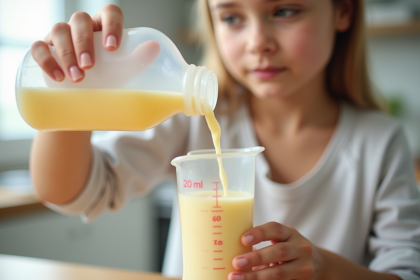 Maman verse du lait en poudre dans un biberon avec tasse de mesure