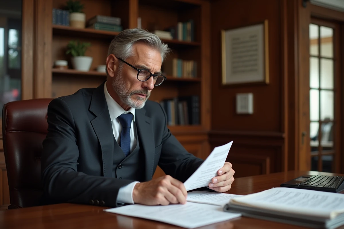 Homme en costume dans un bureau à domicile, symbole d'équilibre entre vie professionnelle et familiale