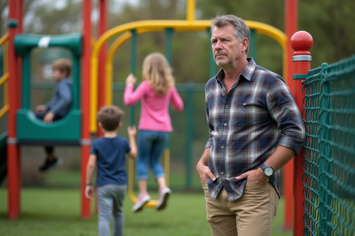 Pere observant ses enfants jouer sur l